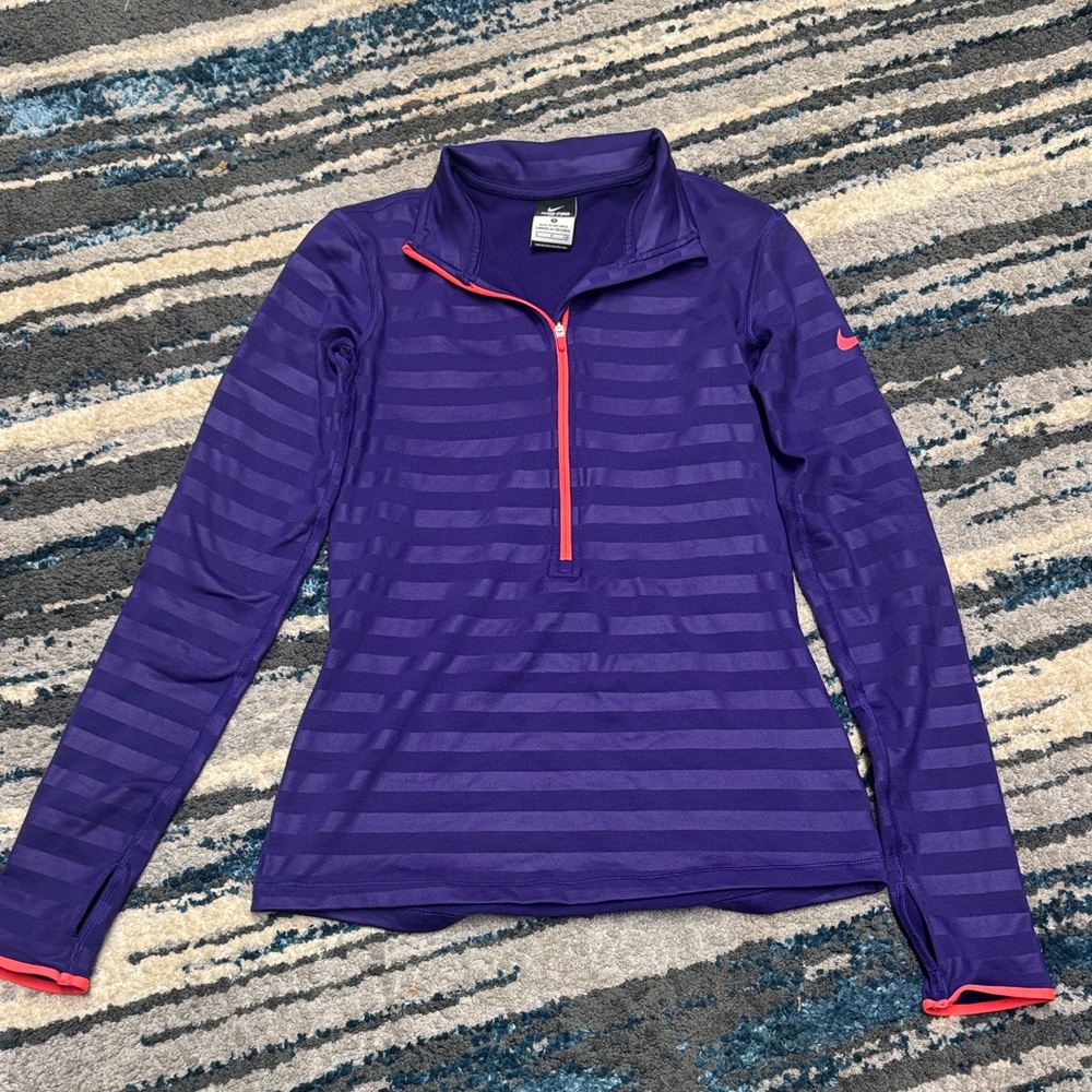 Nike Purple Striped Long Sleeve Top